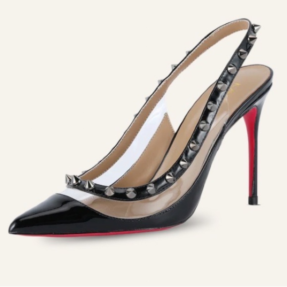 Kaitlyn Pan black patent studded red bottom - never worn